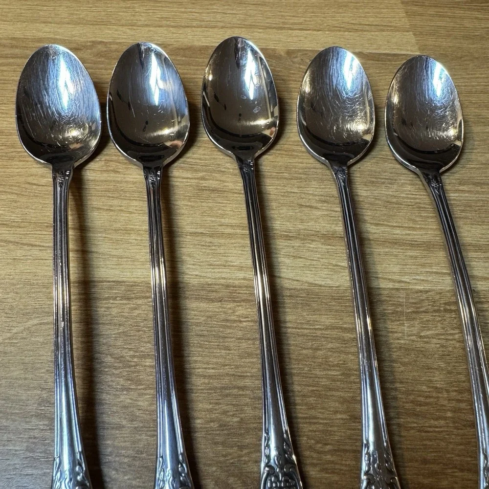 KENNETT SQUARE 5 Iced Tea Spoons Oneida Distinction Deluxe Stainless HH